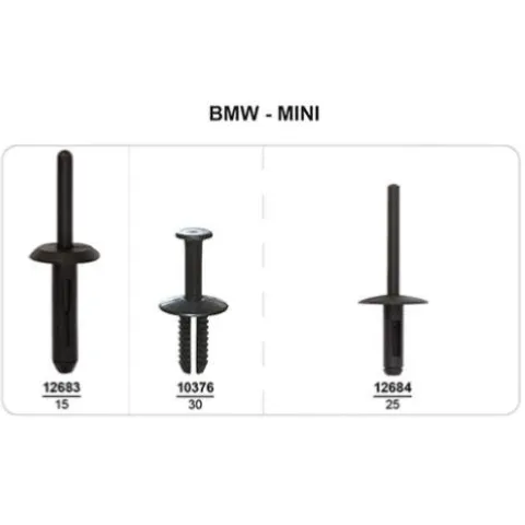 Coffret de 70 assortiments de Rivets plastiques de moulure et élargisseurs d'ailes pour BMW MINI, Neuf