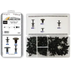 Coffret de 65 assortiments d'agrafes de garnissage et Rivets plastiques d' aile avant, pare-chocs avant/arrière et sous caisse pour ALFA ROMEO, FIAT, JEEP, LANCIA, Neuf