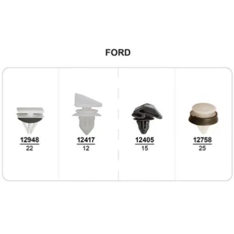 Coffret de 74 assortiments d'agrafes de moulures de moulure et élargisseurs d'ailes pour FORD, Neuf