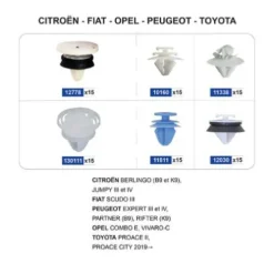 Coffret de 90 assortiments d'agrafes de moulures pour CITROËN, FIAT, OPEL, PEUGEOT, TOYOTA, Neuf