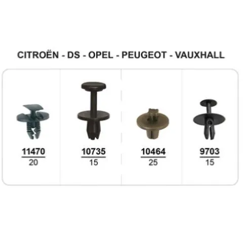 Coffret de 75 assortiments de Rivets plastiques d'aile avant, pare-chocs avant/arrière et sous caisse pour CITROEN DS, OPEL, PEUGEOT, Neuf