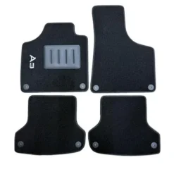 Kit 4 Tapis de sol Auto pour AUDI A3 SPORTBACK (8P) 2003-2012, sigle A3, avec CLIPS, Neuf