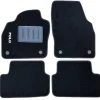Kit 4 Tapis de sol Auto pour VOLKSWAGEN POLO VI phase 1, depuis 2017, avec sigle POLO, moquette noire, avec CLIPS, Neuf