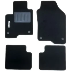Kit 4 Tapis de sol Auto pour FIAT PANDA depuis 2012 avec sigle PANDA moquette noire Neuf