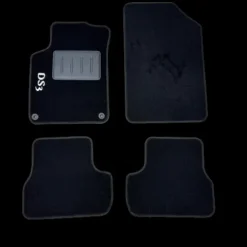 Kit 4 Tapis de sol Auto pour CITROEN DS3 de 2010-2016, avec sigle DS3, moquette noire et clips, Neuf