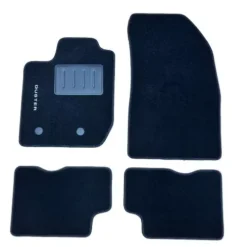 Kit 4 Tapis de sol Auto pour DACIA DUSTER II phase 1, depuis 2018, avec sigle DUSTER, moquette noire, avec CLIPS, Neuf