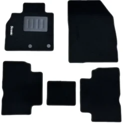 Kit 5 Tapis de sol Auto pour RENAULT SCENIC de 2009 à 2016, avec sigle SCENIC, avec CLIPS, Neuf