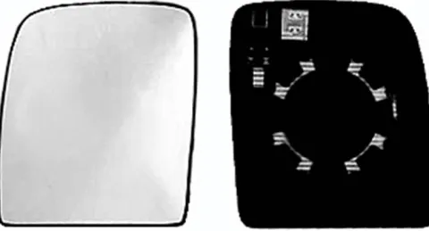Miroir Glace rétroviseur gauche PEUGEOT EXPERT II 2007-2016, verre supérieur dégivrant à clipser