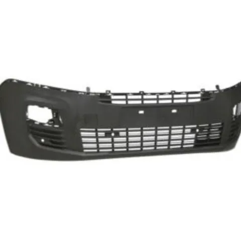 Pare chocs avant pour PEUGEOT PARTNER III ph.1 2018-2024, cache crochet, trous radar + supports, noir gaufré, Neuf