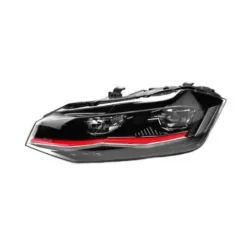Phare gauche pour VOLKSWAGEN POLO VI phase 1 2017-2021, électrique, moteur, sans unité de contrôle, bord rouge, full LED, montage Valeo, mod. GTI, Neuf