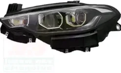 Phare optique à LED avant gauche H7+H15 pour FIAT TIPO II phase 1, 2015-2020, fond noir, corniche chromé, MAGNETI MARELLI, neuf