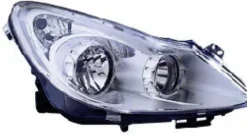 Phare Optique avant droit pour OPEL CORSA D phase 1, 2006-2010, H7+H1, fond chromé, Neuf