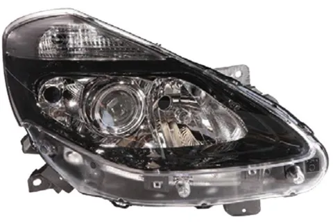 Phare Optique avant droit pour RENAULT CLIO III phase 2, 2009-2012, H1+H7+H7, fond noir, Neuf