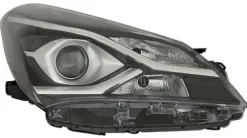 Phare Optique avant droit pour TOYOTA YARIS III phase 3, 2017-2020, fond noir, HIR2+WY21W, lenticulaire, Neuf