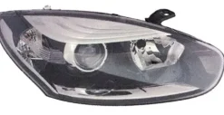 Phare Optique avant droit pour RENAULT MEGANE III phase 3, 2014-2016, H7+H7, avec moteur, fond chromé