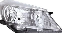 Phare Optique avant droit pour TOYOTA YARIS III phase 1, 2011-2014, H4, fond chromé, contour gris, Neuf