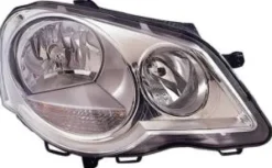 Phare Optique avant droit pour VOLKSWAGEN POLO IV, 2005-2009, H7+H1, fond chromé, Neuf