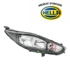 Phare optique avant droit pour FORD FIESTA VI phase 2, 2013-2016, H7+H15, Produit d'origine HELLA, avec moteur et DRL, fond noir, Neuf