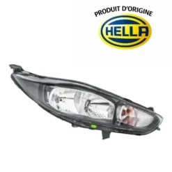 Phare optique avant droit pour FORD FIESTA VI phase 2, 2013-2016, H7+H15, Produit d'origine HELLA, avec moteur et DRL, fond noir, Neuf
