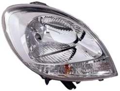 Phare Optique avant droit pour RENAULT KANGOO I phase 2 2003-2007, H4, chromé, feu clignotant blanc