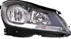 Phare Optique avant droit électrique pour MERCEDES (W204) CLASSE C ph. 2 2011-2014, H1+H1, corp noir, Neuf