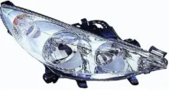 Phare Optique avant droit pour PEUGEOT 207 Sport phase 1, 2006-2009, H7+H1, avec moteur, chromé, Neuf