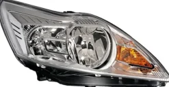 Phare Optique avant droit pour FORD FOCUS II phase 2 de 2008 à 2011, H7+H1, fond chromé, Neuf