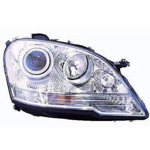 Phare optique avant droit H7+H7 pour MERCEDES CLASSE ML Phase 2, 2008-2011 (W164), corps chromé, neuf