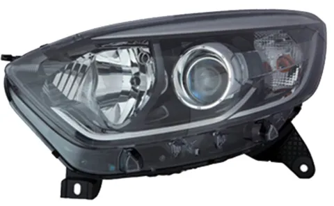 Phare Optique avant gauche pour RENAULT CAPTUR, 2013-2017, H1+H1, corps noir profil chromé, Neuf