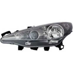 Phare Optique avant gauche pour PEUGEOT 207 SW phase 2, 2009-2013, H7+H7+H1, avec moteur, noir, Neuf