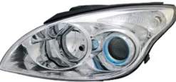 Phare Optique avant gauche pour HYUNDAI i30 I phase 1 2007-2010, H7+H1, corps chromé, Neuf
