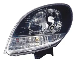 Phare Optique avant gauche pour RENAULT KANGOO I phase 2, 2003-2007, H4, noir, feu clignotant blanc