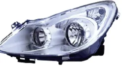 Phare Optique avant gauche pour OPEL CORSA D phase 1, 2006-2010, H7+H1, fond chromé, Neuf