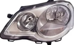 Phare Optique avant gauche pour VOLKSWAGEN POLO IV, 2005-2009, H7+H1, fond chromé, Neuf