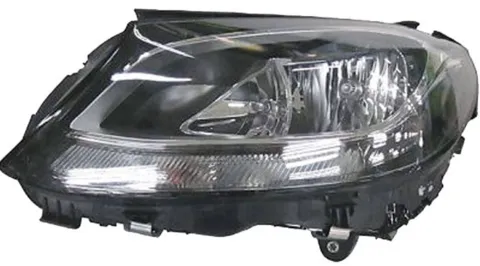 Phare Optique avant gauche pour MERCEDES (W205) CLASSE C ph. 1 2014-2018, H7+H7, Corps Noir