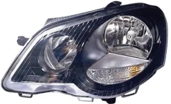 Phare Optique avant gauche pour VOLKSWAGEN POLO IV, 2005-2009, H7+H1, fond noir, Neuf