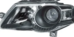 Phare Optique avant gauche pour VOLKSWAGEN PASSAT B6 2005-2010, H7+H7, Corps Noir, adap. Hella, Neuf