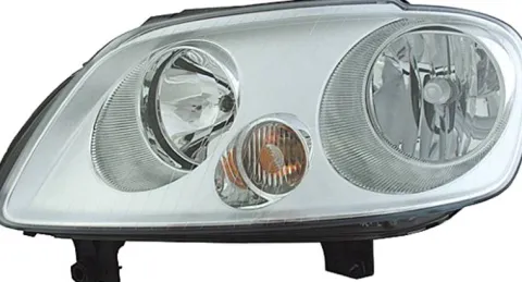 Phare Optique avant gauche pour VOLKSWAGEN CADDY III phase 1, 2004-2010, H7+H1, avec moteur, fond chromé, Neuf