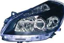 Phare Optique avant gauche pour RENAULT CLIO III phase 1, 2005 -2009, H7+H7+H1, noir, (sport), Neuf