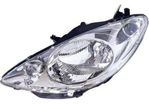 Phare Optique avant gauche pour PEUGEOT 1007, 2005-2010, fond chromé, H4, Neuf