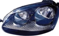 Phare Optique avant gauche pour VOLKSWAGEN GOLF V 2003-2008, H7+H7, fond noir, Neuf