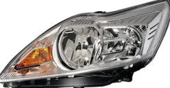Phare Optique avant gauche pour FORD FOCUS II phase 2 de 2008 à 2011, H7+H1, fond chromé, Neuf