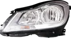 Phare Optique avant gauche pour MERCEDES (W204) CLASSE C COUPE' depuis 2011, H7+H7, Corps chromé