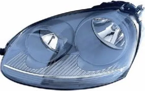 Phare Optique avant gauche pour VOLKSWAGEN GOLF V 2003-2008, H7+H7, fond gris, Neuf