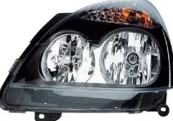 Phare Optique avant gauche pour RENAULT CLIO II phase 2, 2001-2003, H7+H1, fond noir, Neuf