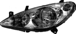 Phare Optique avant gauche pour PEUGEOT 307 phase 1, 2001-2005, H7+H1+H1, Neuf