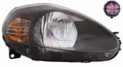 Phare Optique avant gauche pour FIAT GRANDE PUNTO depuis 06/2008, avec parabole noire, connecteurs violets,H4, Neuf