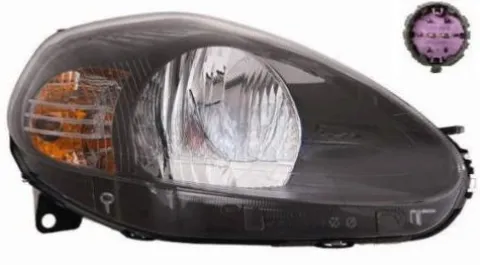 Phare Optique avant gauche pour FIAT GRANDE PUNTO depuis 06/2008, avec parabole noire, connecteurs violets,H4, Neuf