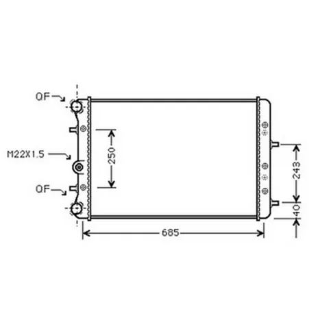 Radiateur de refroidissement moteur pour SKODA FABIA I ph.1 2000-2004, OEM: 6Q0121253L, Neuf