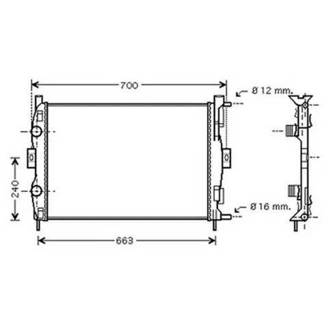 Radiateur de refroidissement moteur pour RENAULT SCENIC II ph.1 2003-2006, OEM: 8200115541, Neuf